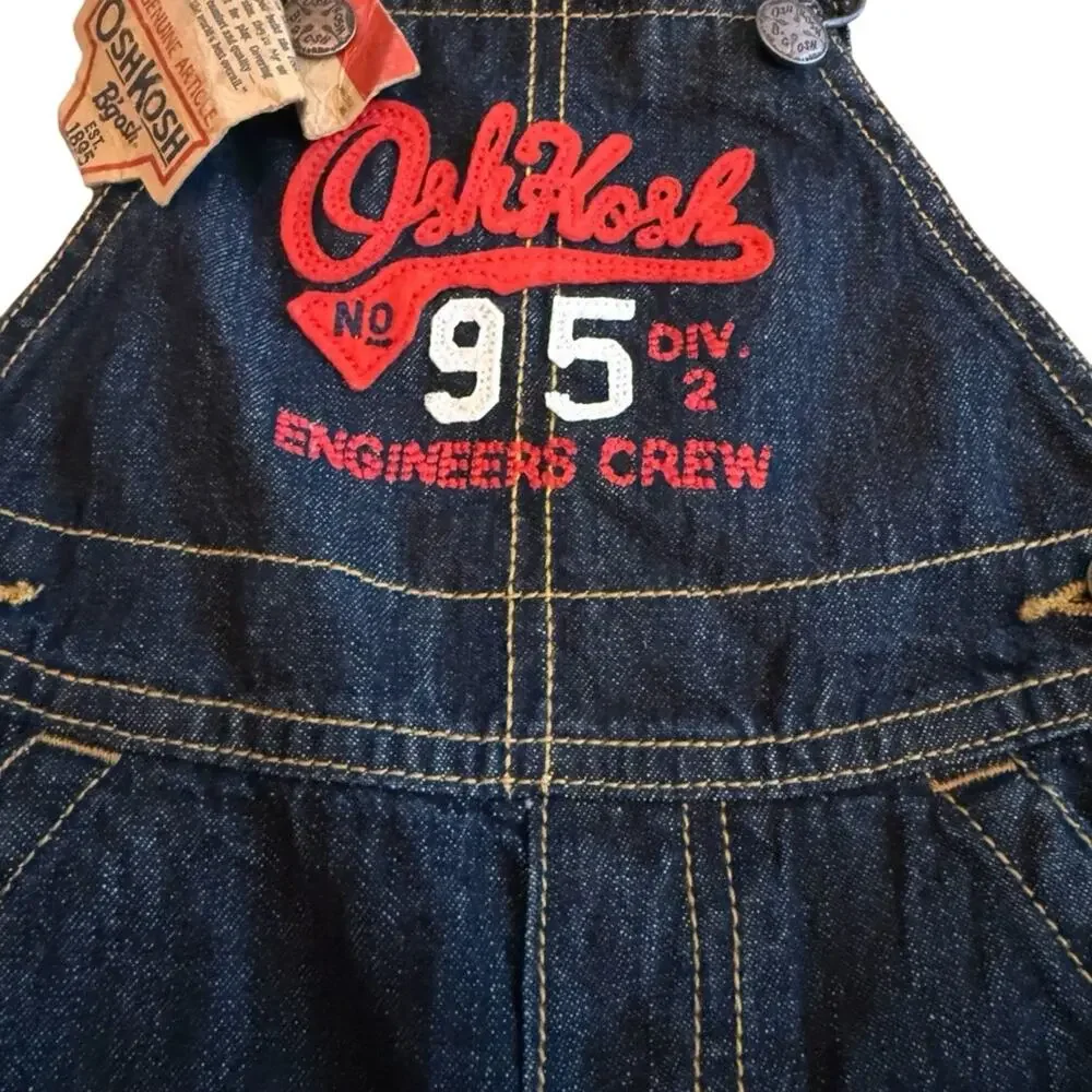 OshKosh B'gosh Dark Blue Overalls Engine Crew Size 6 Months NEW